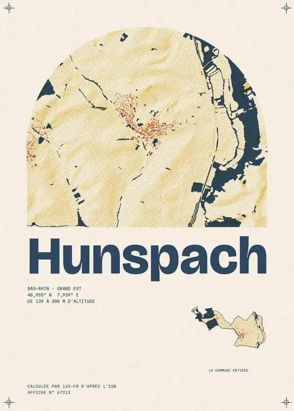 Affiche de Hunspach, calculée par 123-fr d'après l'IGN
