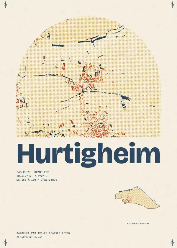 Affiche de Hurtigheim, calculée par 123-fr d'après l'IGN