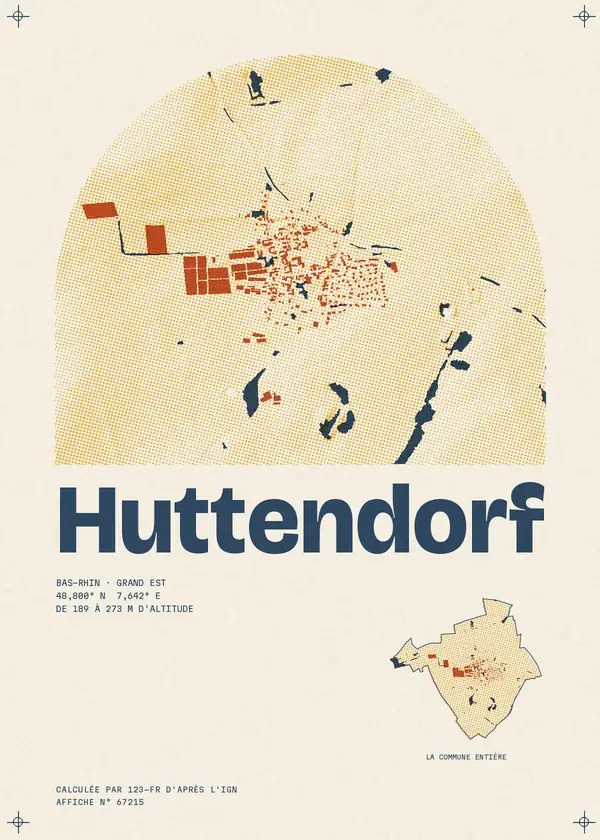 Affiche de Huttendorf, calculée par 123-fr d'après l'IGN