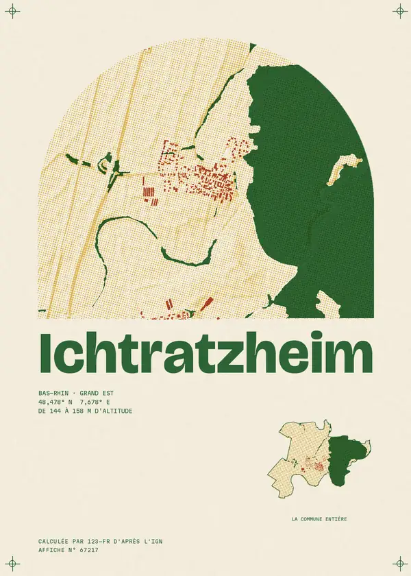 Affiche de Ichtratzheim, calculée par 123-fr d'après l'IGN