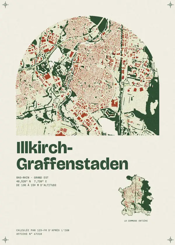 Affiche de Illkirch-Graffenstaden, calculée par 123-fr d'après l'IGN