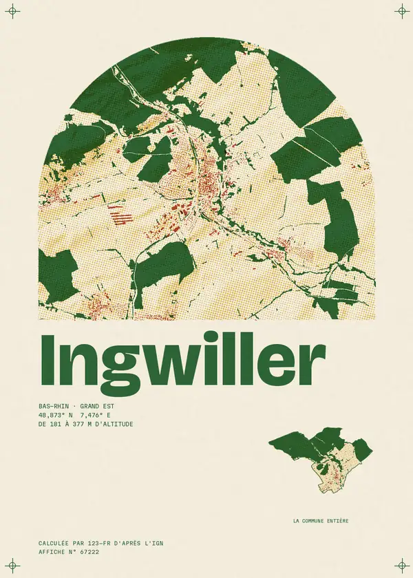 Affiche de Ingwiller, calculée par 123-fr d'après l'IGN