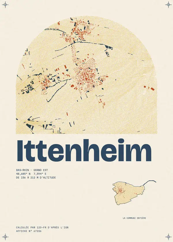 Affiche de Ittenheim, calculée par 123-fr d'après l'IGN