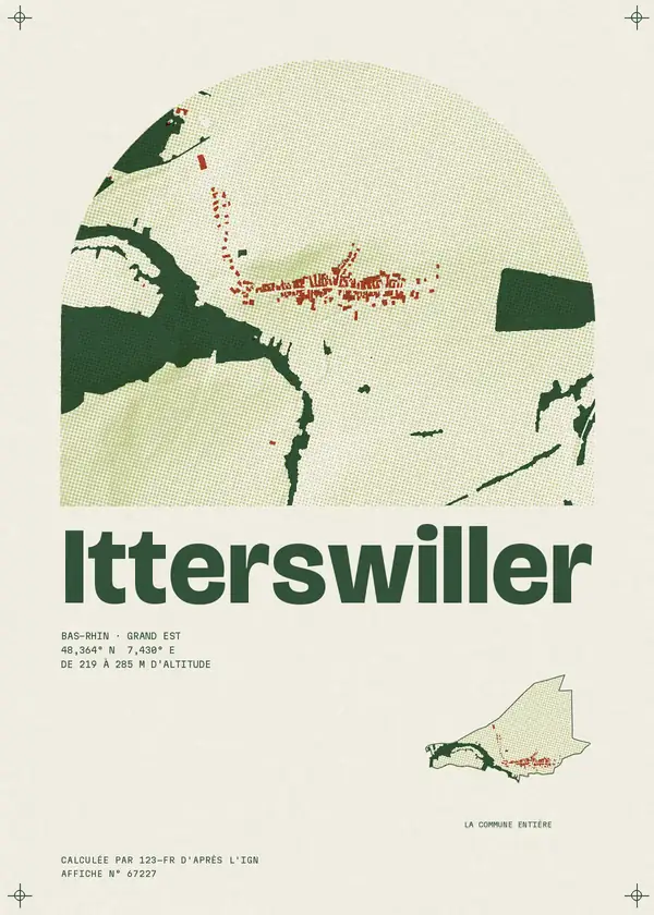 Affiche de Itterswiller, calculée par 123-fr d'après l'IGN