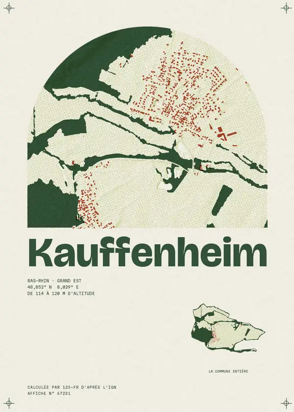 Affiche de Kauffenheim, calculée par 123-fr d'après l'IGN