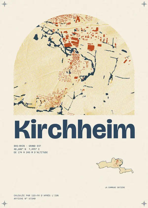 Affiche de Kirchheim, calculée par 123-fr d'après l'IGN