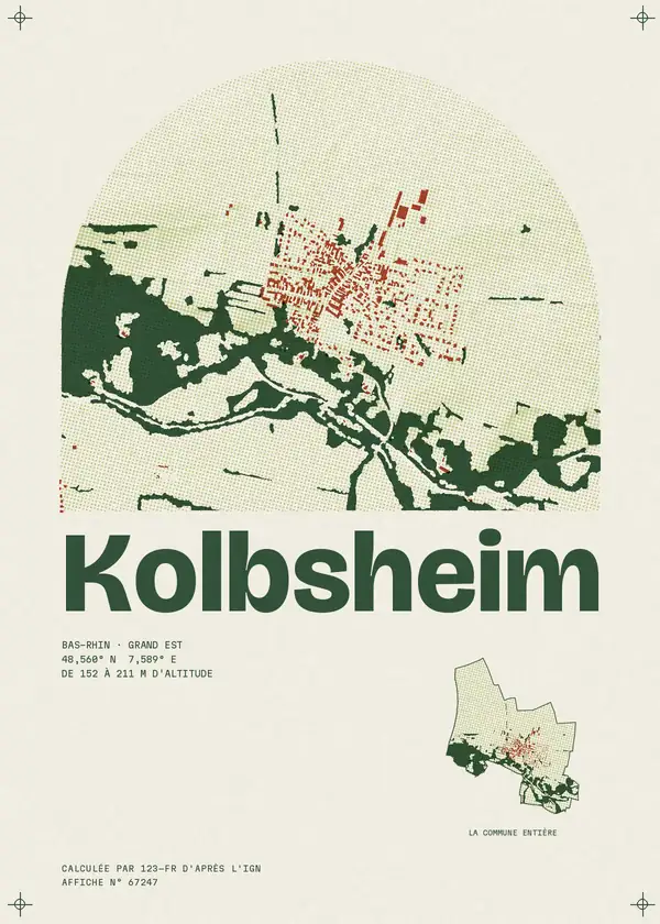Affiche de Kolbsheim, calculée par 123-fr d'après l'IGN