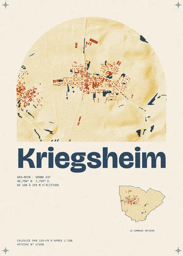 Affiche de Kriegsheim, calculée par 123-fr d'après l'IGN