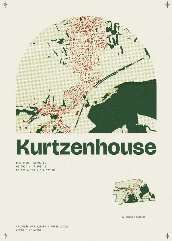 Affiche de Kurtzenhouse, calculée par 123-fr d'après l'IGN
