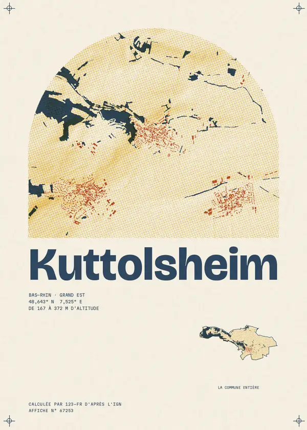 Affiche de Kuttolsheim, calculée par 123-fr d'après l'IGN