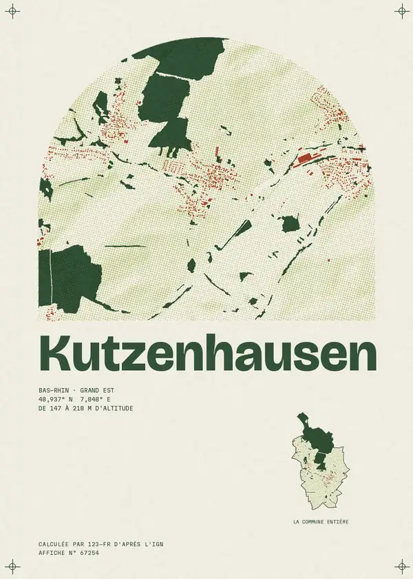 Affiche de Kutzenhausen, calculée par 123-fr d'après l'IGN