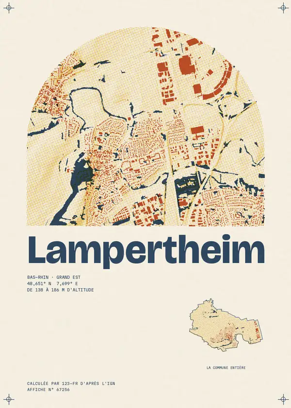 Affiche de Lampertheim, calculée par 123-fr d'après l'IGN