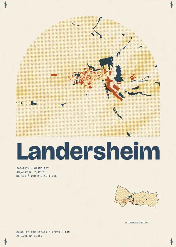 Affiche de Landersheim, calculée par 123-fr d'après l'IGN
