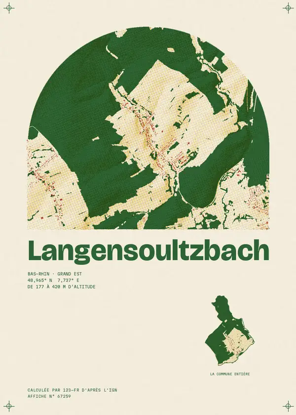 Affiche de Langensoultzbach, calculée par 123-fr d'après l'IGN