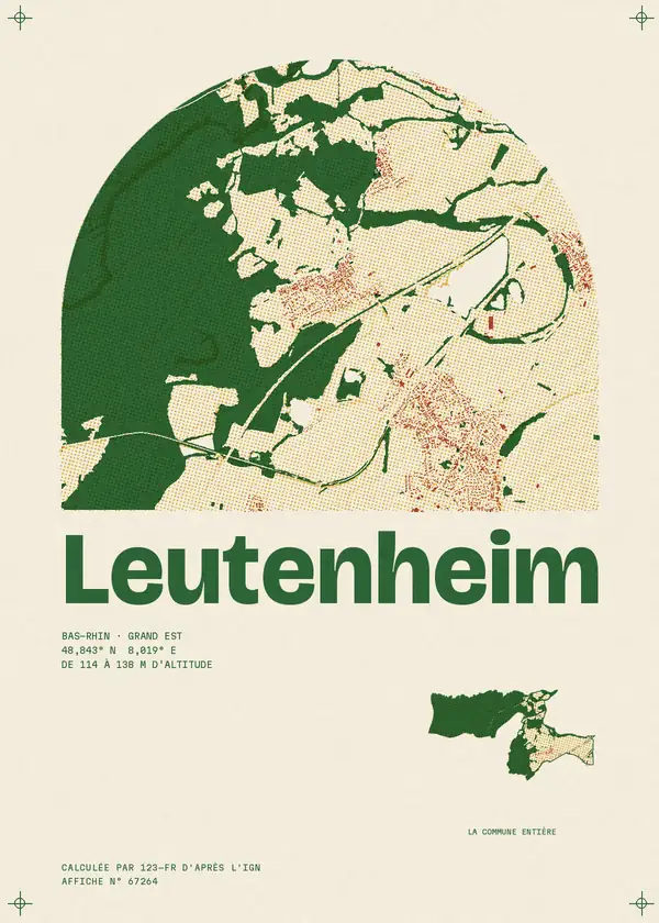 Affiche de Leutenheim, calculée par 123-fr d'après l'IGN