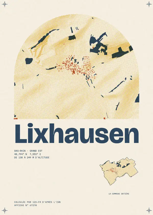 Affiche de Lixhausen, calculée par 123-fr d'après l'IGN