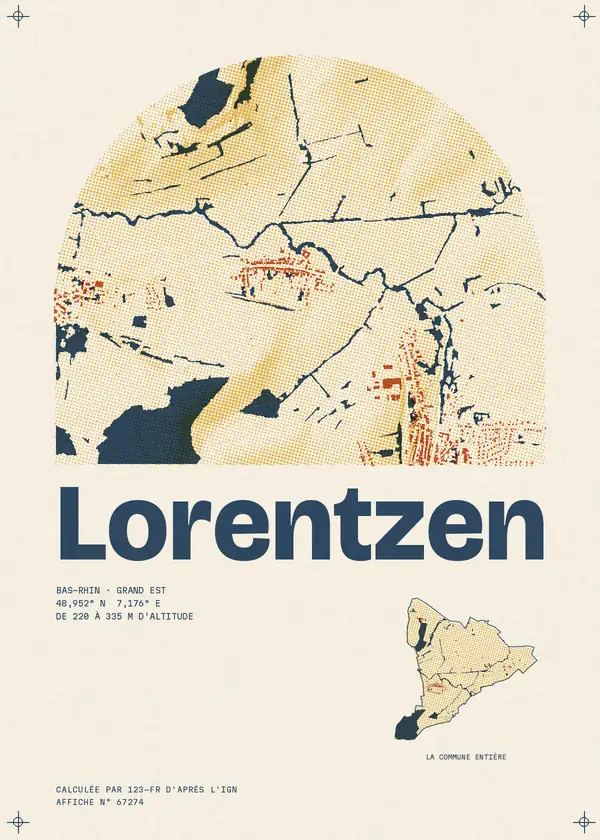 Affiche de Lorentzen, calculée par 123-fr d'après l'IGN