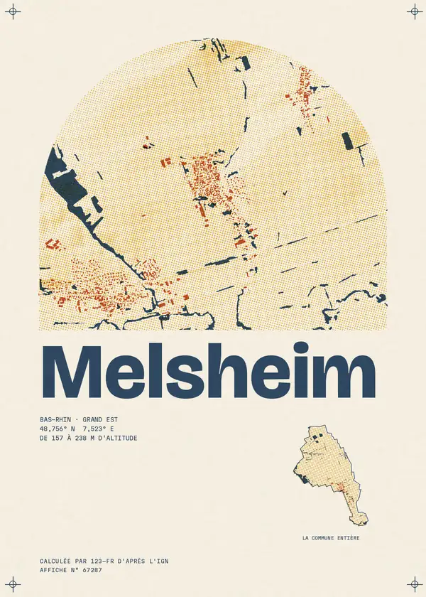 Affiche de Melsheim, calculée par 123-fr d'après l'IGN