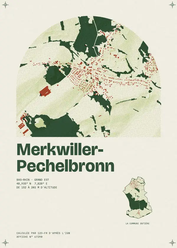Affiche de Merkwiller-Pechelbronn, calculée par 123-fr d'après l'IGN