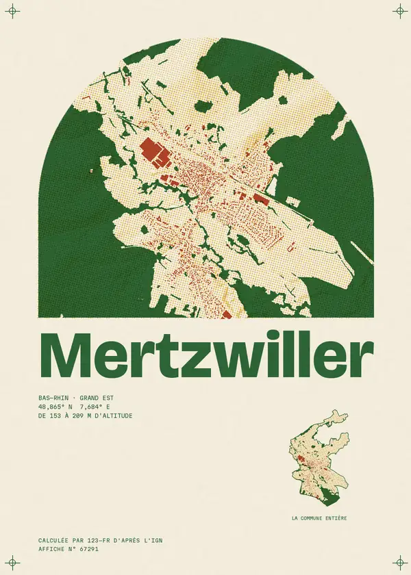 Affiche de Mertzwiller, calculée par 123-fr d'après l'IGN