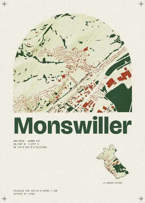 Affiche de Monswiller, calculée par 123-fr d'après l'IGN