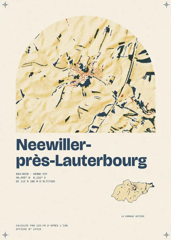 Affiche de Neewiller-près-Lauterbourg, calculée d'après l'IGN