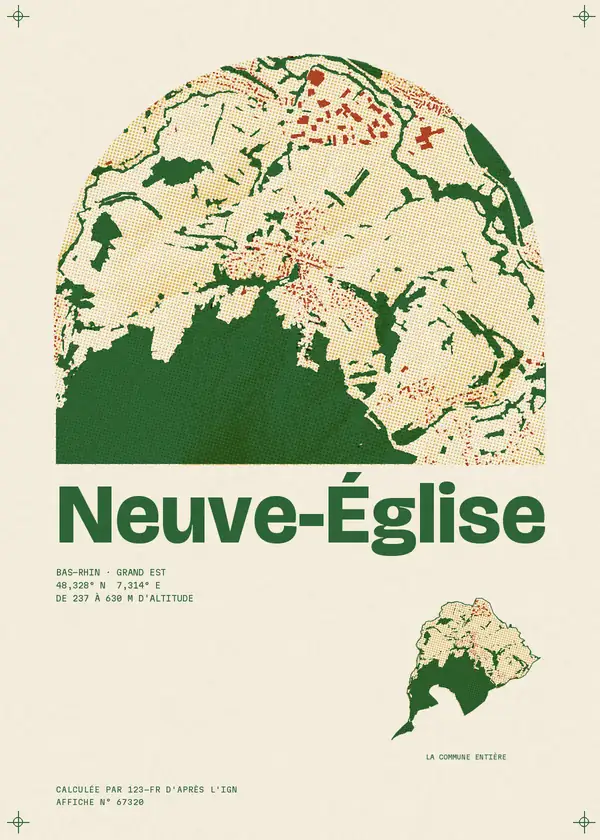 Affiche de Neuve-Église, calculée par 123-fr d'après l'IGN