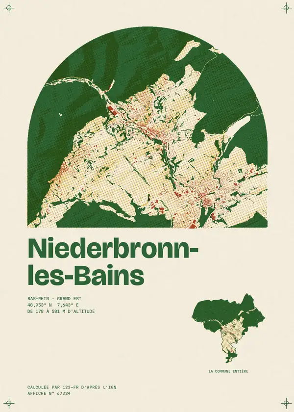 Affiche de Niederbronn-les-Bains, calculée d'après l'IGN