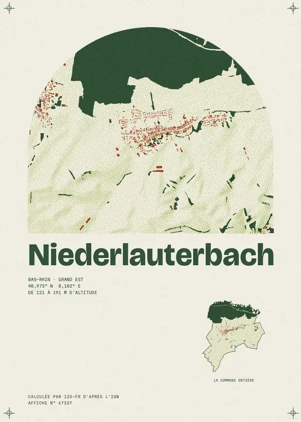 Affiche de Niederlauterbach, calculée par 123-fr d'après l'IGN