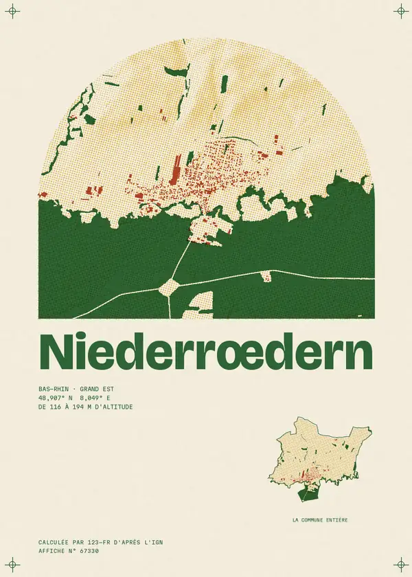 Affiche de Niederrœdern, calculée par 123-fr d'après l'IGN