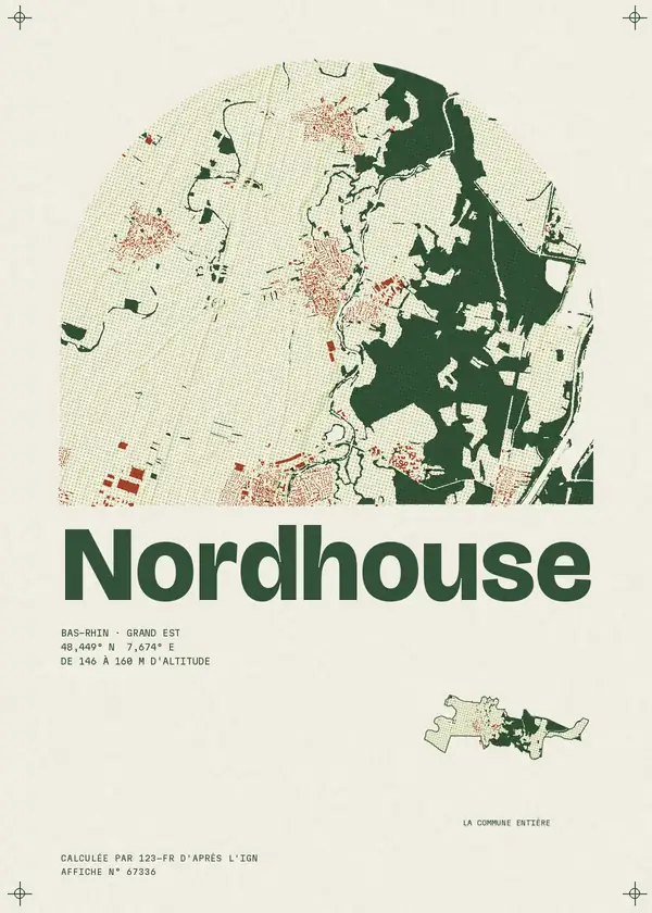 Affiche de Nordhouse, calculée par 123-fr d'après l'IGN