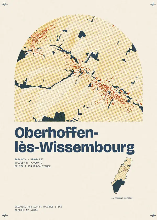 Affiche de Oberhoffen-lès-Wissembourg, calculée par 123-fr d'après l'IGN
