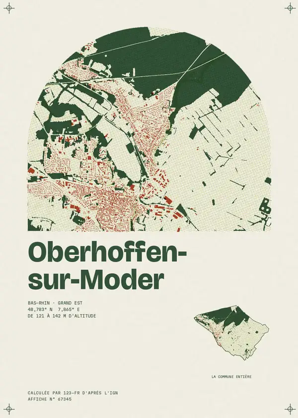 Affiche de Oberhoffen-sur-Moder, calculée par 123-fr d'après l'IGN