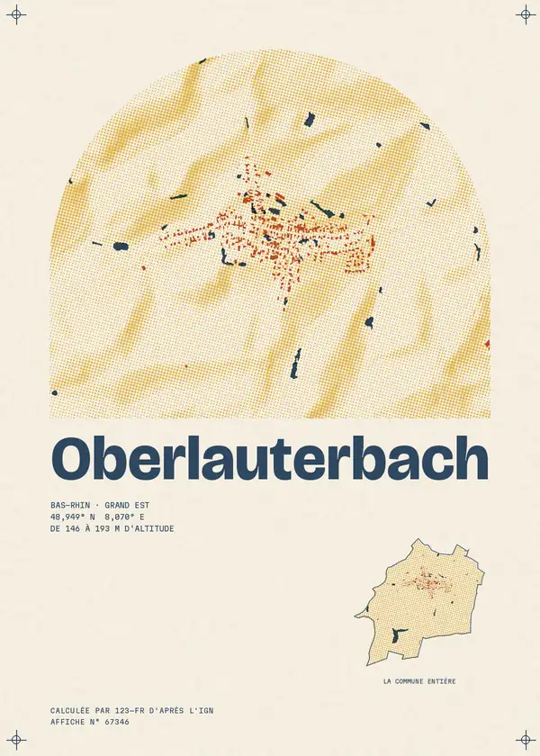 Affiche de Oberlauterbach, calculée par 123-fr d'après l'IGN