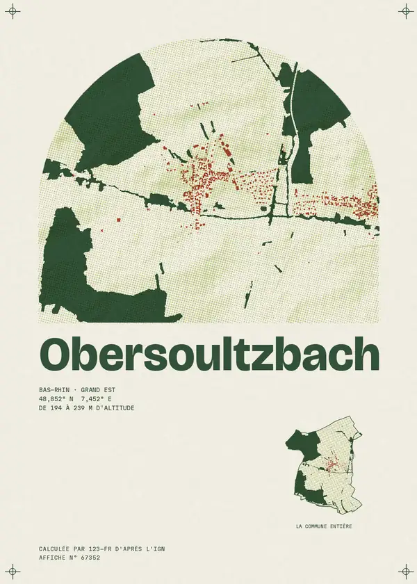 Affiche de Obersoultzbach, calculée par 123-fr d'après l'IGN