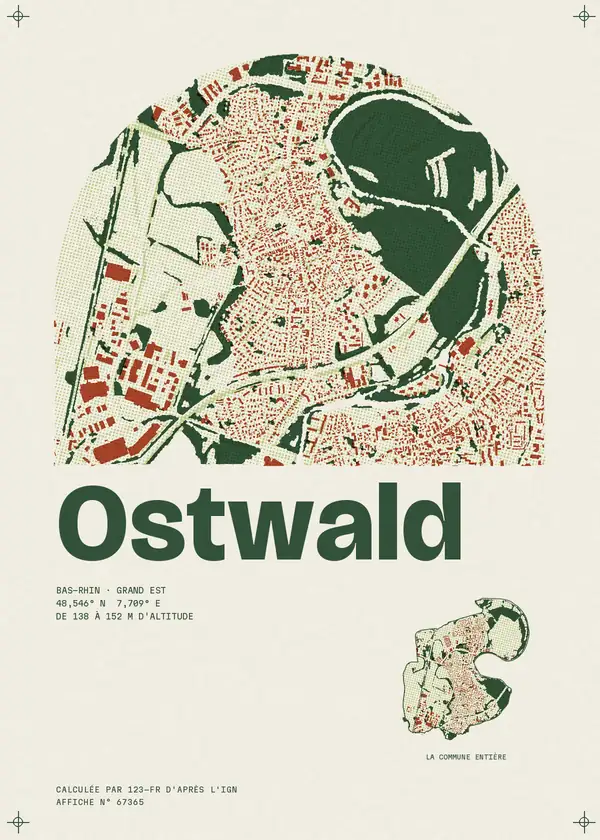 Affiche de Ostwald, calculée par 123-fr d'après l'IGN