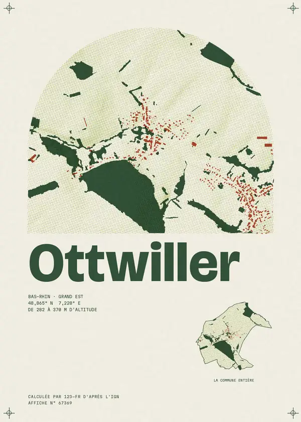 Affiche de Ottwiller, calculée par 123-fr d'après l'IGN