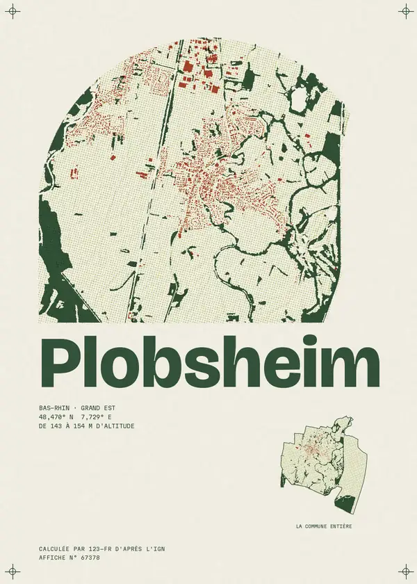 Affiche de Plobsheim, calculée par 123-fr d'après l'IGN