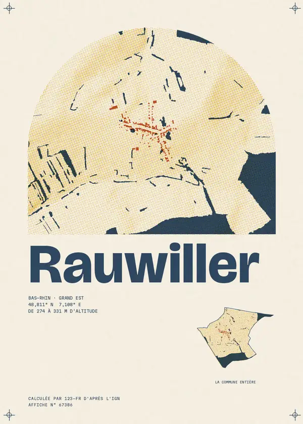 Affiche de Rauwiller, calculée par 123-fr d'après l'IGN