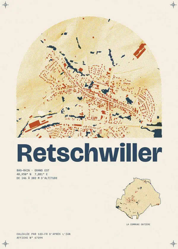 Affiche de Retschwiller, calculée par 123-fr d'après l'IGN