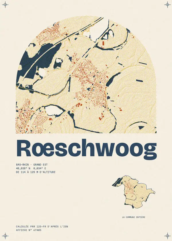 Affiche de Rœschwoog, calculée par 123-fr d'après l'IGN