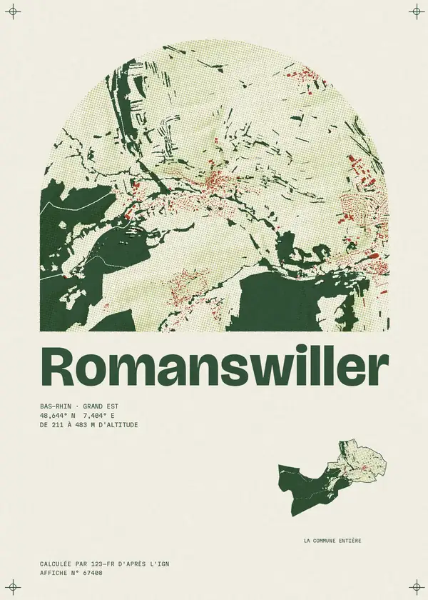 Affiche de Romanswiller, calculée par 123-fr d'après l'IGN