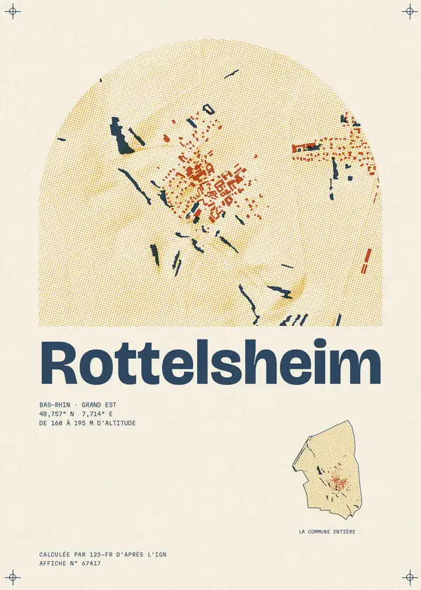 Affiche de Rottelsheim, calculée par 123-fr d'après l'IGN