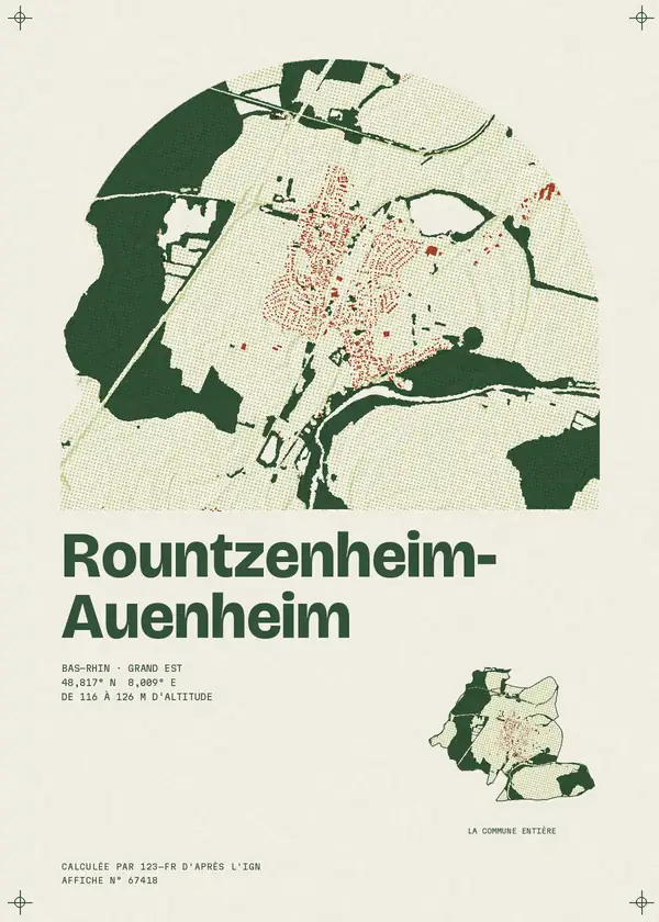 Affiche de Rountzenheim-Auenheim, calculée par 123-fr d'après l'IGN