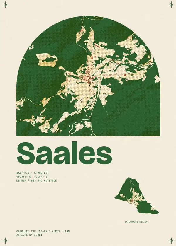 Affiche de Saales, calculée d'après l'IGN
