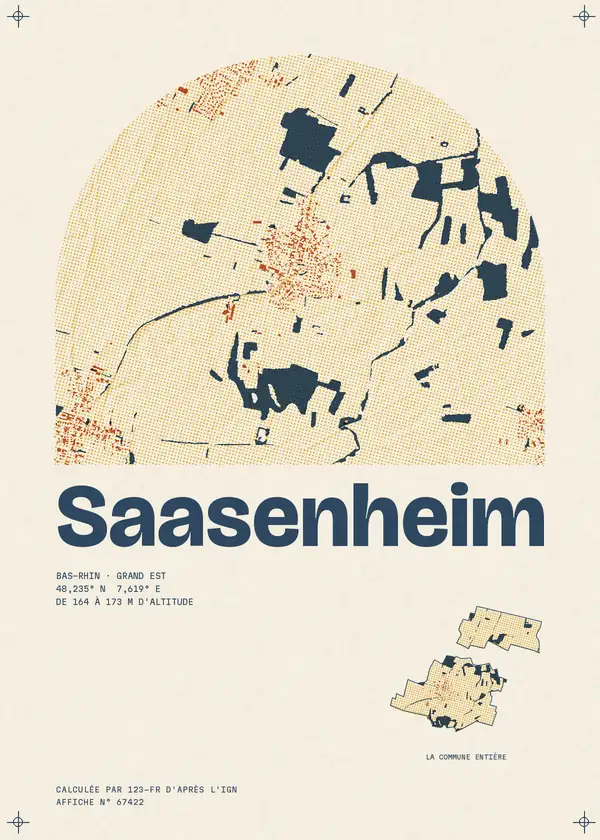 Affiche de Saasenheim, calculée par 123-fr d'après l'IGN