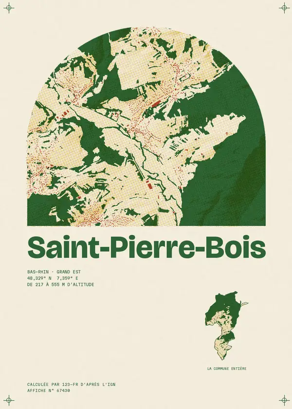 Affiche de Saint-Pierre-Bois, calculée par 123-fr d'après l'IGN