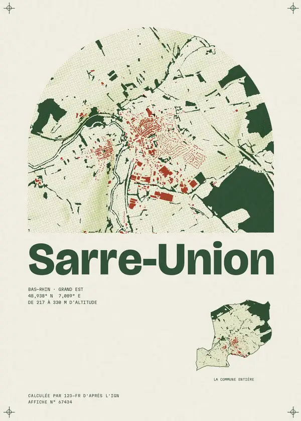 Affiche de Sarre-Union, calculée par 123-fr d'après l'IGN