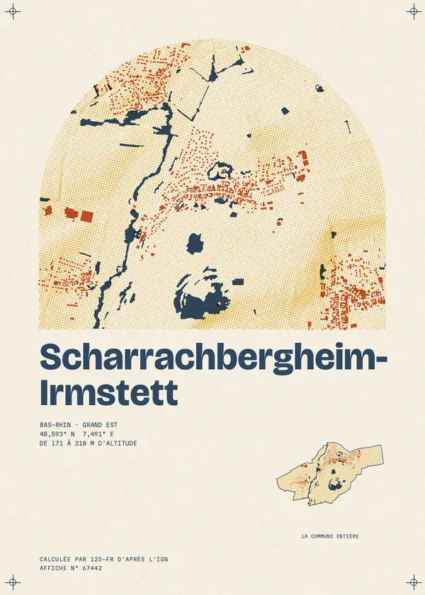 Affiche de Scharrachbergheim-Irmstett, calculée par 123-fr d'après l'IGN