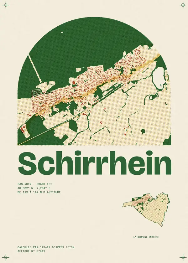 Affiche de Schirrhein, calculée par 123-fr d'après l'IGN